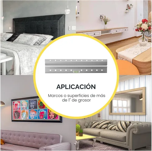 Vista 5 de Kit OOK 55312 Hangman para colgar cuadros de 13 piezas estilo francés inglete con tornillos Wall Dogs., 533208 Aluminum finish, Holds up to 100lb