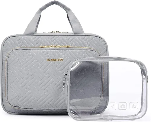 Vista 21 de BAGSMART Neceser de viaje colgante con organizador de maquillaje aprobado por la TSA, bolsa cosmética transparente para artículos de aseo personal