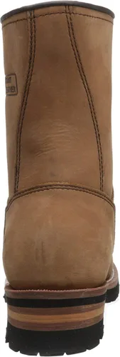 Vista 3 de Ad Tec Botas de madera para mujer de 9 pulgadas, cuero loco, punta de seguridad suave y lisa con suela de lengüeta resistente al aceite, Beige