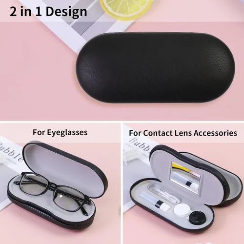 Vista 2 de Estuche 2 en 1 para Lentes de Contacto y Anteojos para Mujeres, Hombres y Niños, Estuche Duro Portátil de Doble Cara para Anteojos de Viaje