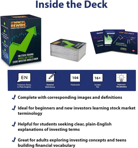 Vista 4 de Tarjetas didácticas de vocabulario del mercado de valores – 104 términos esenciales de inversión y comercio explicados en inglés sencillo