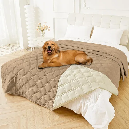 Vista 132 de Smiry Funda impermeable para cama de perro, manta reversible para mascotas para sofá Manta suave lavable para perro, funda a prueba de fugas