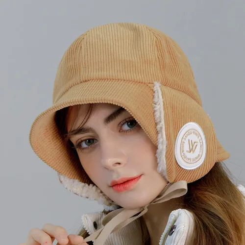 Vista 3 de Sombrero de pescador de pana con orejeras Sunny Ear Solaps Correa de barbilla Trapper Trooper Hat