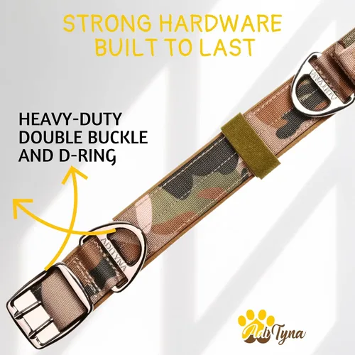 Vista 6 de ADITYNA Collar de perro resistente para perros extra grandes con mango de Collar táctico de camuflaje para caminar, entrenar, uso diario