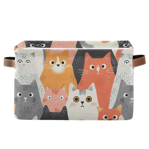 Vista 14 de Emelivor ABC - Contenedor de almacenamiento plegable con asa rectangular impermeable ABC Dinosaurios cesta para almacenamiento cubo organizador
