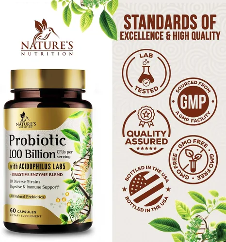 Vista 4 de Probióticos premium – 100 mil millones de UFC por porción – 10 cepas + prebióticos – El mejor suplemento para la salud intestinal para mujeres