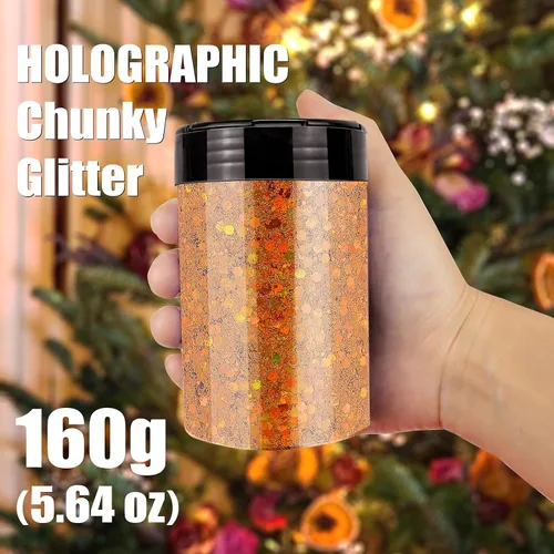 Vista 3 de Estanoite - Brillantina holográfica gruesa, 160G/5.64OZ, brillantina artesanal para resina, purpurina metálica iridiscente, lentejuelas gruesas