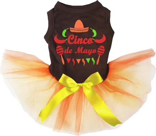 Vista 2 de Petitebella Cinco De Mayo - Vestido para perro estilo mexicano (LED negro/verde, talla XS)