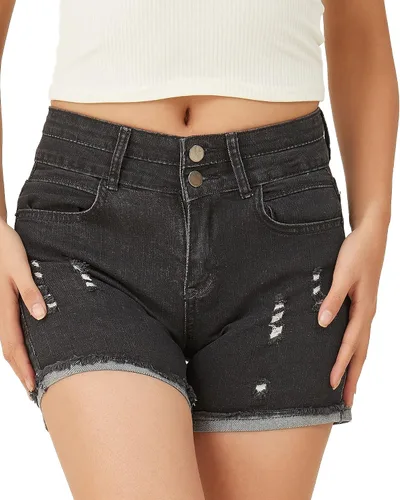 Vista 5 de PHOENISING - Shorts elásticos de mezclilla para mujer talla 2 a 16