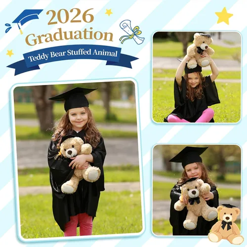 Vista 4 de MorisMos Oso de peluche de graduación de 14 pulgadas con gorra de graduación, regalo de graduación de clase 2026 para niños, niñas, niños, recuerdo