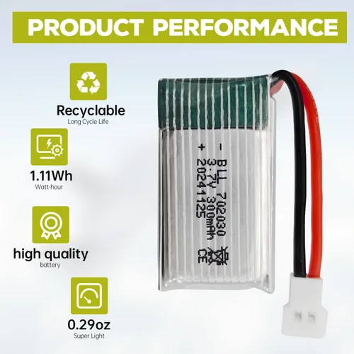 Vista 4 de Batería de litio de 5 unidades de 3.7 V 300 mAh 25C con cargador 5 en 1 para Syma X11 X11C WLToys V911S A120 XK A150 V966 FX801 UDI U830 U816A