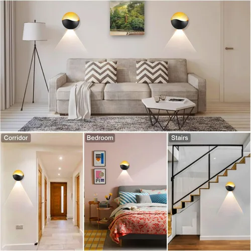 Vista 6 de Kawell Moderno y creativo aplique de pared LED de 12 W, impermeable, lámpara de pared para interiores y exteriores, efecto Art Deco para dormitorio