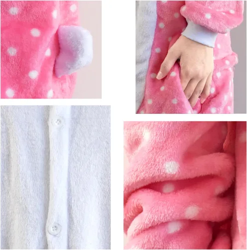 Vista 4 de Pijama de franela de una pieza para disfraz de Halloween, diseño de animal