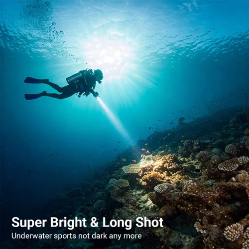 Vista 9 de Linterna de buceo de 873 pies de profundidad, linterna submarina para seguridad de buceo, luz de buceo, recargable IPX8 impermeable, 3 modos
