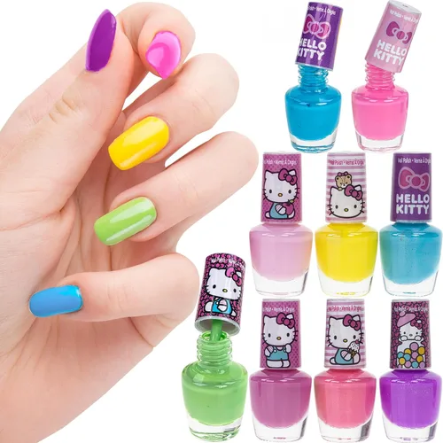 Vista 5 de Townley Girl Hello Kitty - Juego de 8 esmaltes de uñas, a base de agua, no tóxico, juego despegable para niñas y niños a partir de 3 años, perfecto