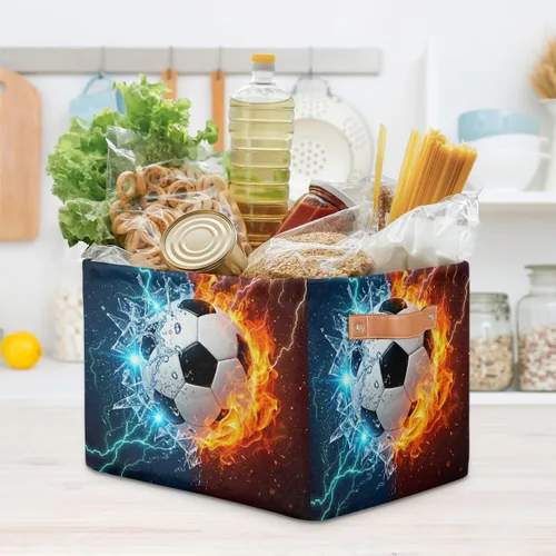 Vista 7 de AUUXVA SEULIFE - Cesta de almacenamiento plegable para fútbol y fútbol en agua de fuego, organizador grande plegable, cubos de almacenamiento, cajas