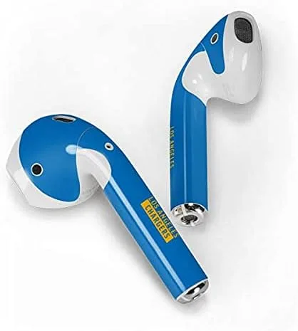 Vista 2 de Skinit Decal - Skin de audio compatible con Apple AirPods con funda de carga inalámbrica, con licencia oficial de NFL Los Angeles Chargers Blue