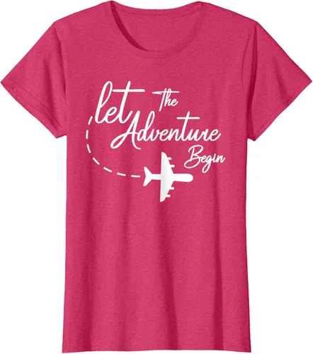 Vista 7 de Let The Adventure Begin - Camiseta inspiradora en modo de viaje en avión, Negro, S