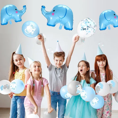 Vista 5 de Aoriher 45 globos de elefante de 12 pulgadas, globo de elefante para baby shower, para bebés, niños y niñas, revelación de género, suministros