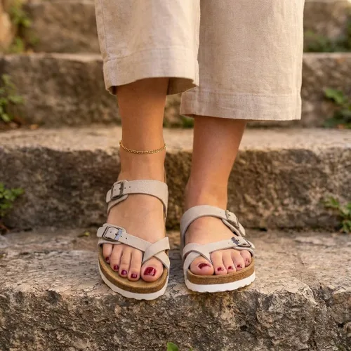 Vista 2 de CUSHIONAIRE Sandalias para mujer Luna con plantilla de corcho y +Confort