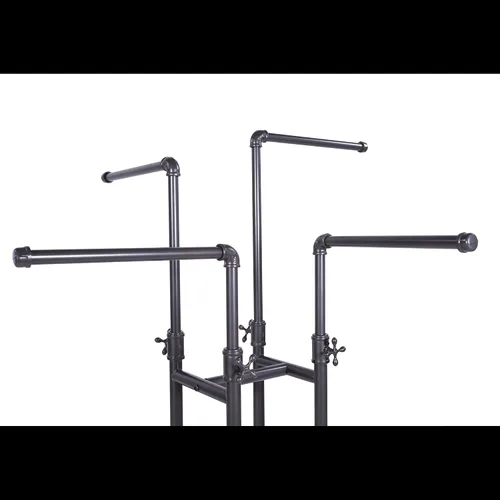 Vista 4 de Clothing Rack Econoco - Tubería resistente ajustable, estante de 4 vías, perchero de tubería de plomería, gris antracita