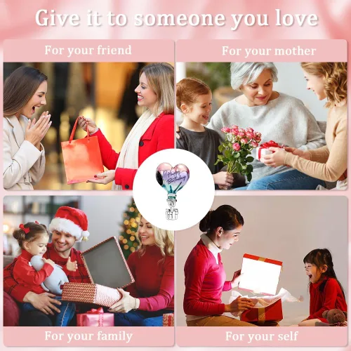 Vista 6 de Redjogn Dije de globos de corazón de amor, perlas familiares de viaje, dijes de cumpleaños para mujer, collar y pulsera en plata de ley 925