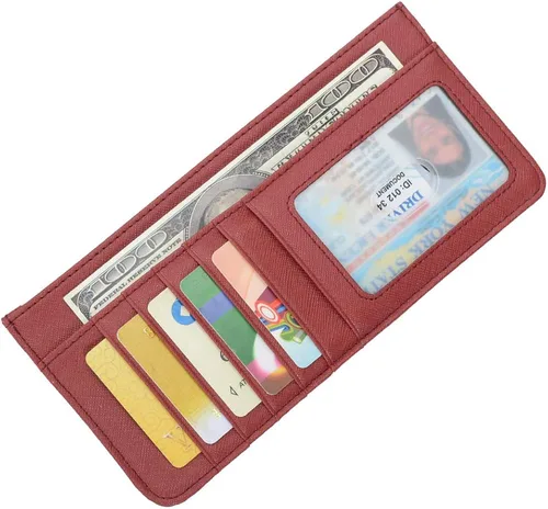 Vista 2 de ARRIZO Cartera delgada para tarjetas de crédito para mujer, con bolsillo con cremallera para efectivo, moneda, recibo, tarjeta de identificación