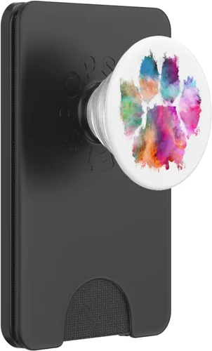 Vista 7 de PopSockets PopSockets PopSockets de perro con estampado de pata de perro rosa y azul abstracto