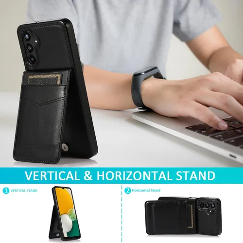 Vista 2 de Asuwish Funda de teléfono para Samsung Galaxy A13 5G con protector de pantalla de vidrio templado, soporte para tarjetas de crédito, soporte
