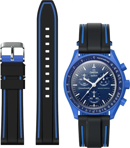 Vista 15 de Correas para reloj Moonswatch, correa de silicona suave compatible con reloj Omega x Swatch MoonSwatch Speedmaster de 0.78 pulgadas, correa