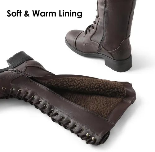 Vista 2 de DREAM PAIRS - Botas de poliuretano a la rodilla para mujer, estilo de equitación o combate