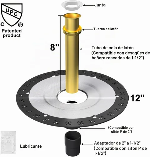 Vista 3 de Kit de drenaje de bañera independiente Paikalo Simplify Installation of Freestanding Bathtub Drains , Free Standing Tub Drain Kits, 12 Inch Flange