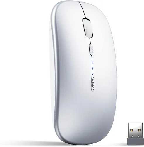Vista 10 de INPHIC Ratón inalámbrico M1 II Bluetooth, 2.82 oz Tri-Mode (Bluetooth 5.0/4.0+USB), nivel de batería visible, carga tipo C, para Negro