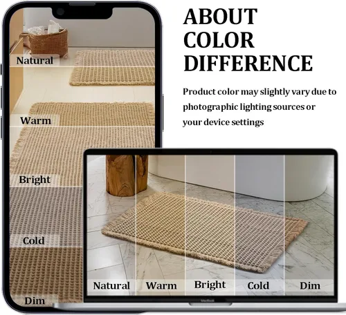 Vista 6 de JIUZHEN Tapete de Baño Mejorado con Diseño de Gofre Súper Absorbente Tapetes de Baño Antideslizantes Alfombras de Baño Lavables a Máquina de Secado