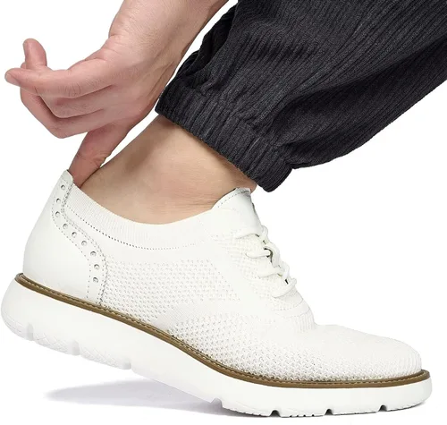 Vista 7 de RYIKA Zapatos deportivos casuales para hombre, cómodos, de punto, de malla, ligeros, transpirables, formales, Oxford, para negocios