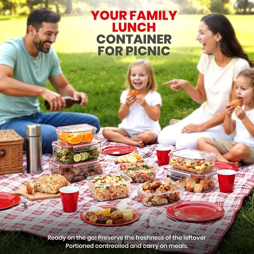 Vista 5 de Utopia Kitchen Contenedores de plástico para alimentos, recipientes para almacenamiento de alimentos con tapas herméticas, loncheras reutilizables