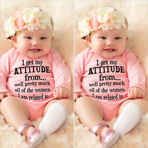 Vista 2 de Mameluco de algodón para bebé recién nacido, con estampado de letras divertidas, para bebés y niñas