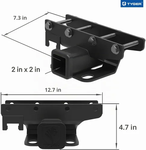 Vista 4 de TYGER Combo de remolque: enganche receptor de 2 pulgadas, arnés de cableado y cubierta de enganche para Wrangler JK 2Dr y 4Dr 2007-2018