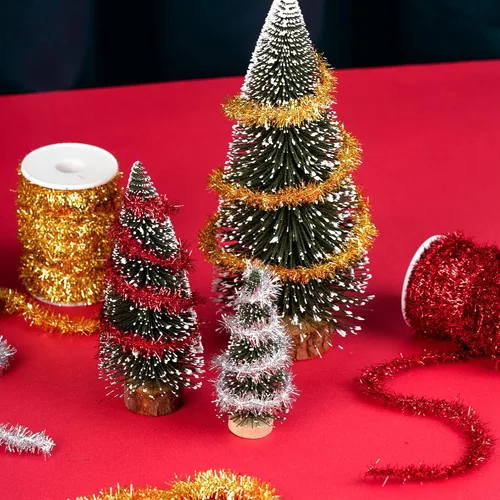 Vista 3 de Guirnalda metálica de oropel con purpurina de 66 pies para decoración de árbol de Navidad, bodas y fiestas de cumpleaños (dorado)