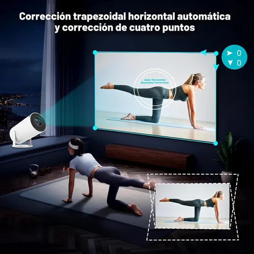 Vista 4 de Mini proyector, compatible con proyector portátil 4K 1080P con doble banda WIFI6 5G inalámbrico 5.2 Bluetooth Android 11, 200 lúmenes ANSI, rotación