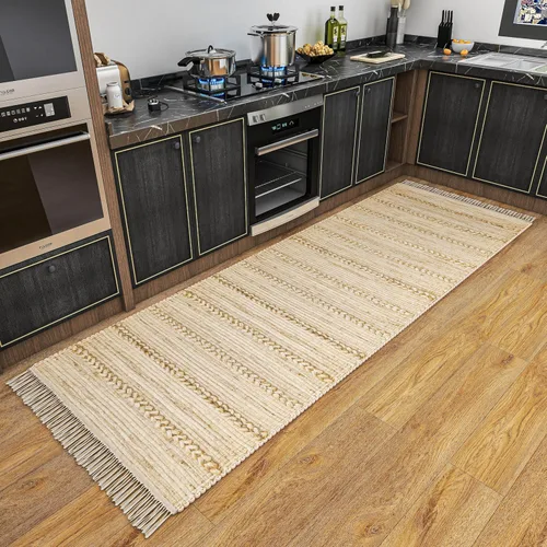 Vista 23 de Eco Crave Alfombra de pasillo de yute de 2,6 x 8 pies – Alfombra de diseño geométrico 100% natural de yute trenzada a mano, alfombra de acento