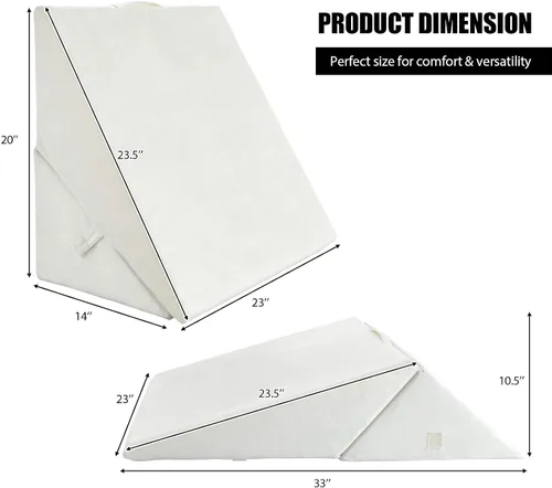 Vista 2 de KOMFOTT Almohada de cuña para cama con parte superior de espuma viscoelástica, triángulo para el cuello, reposapiernas, cojín de apoyo