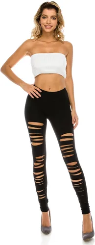 Vista 4 de The Classic Leggings recortados para mujer elásticos con agujeros rasgados de longitud completa pantalones activos para entrenamiento talla grande
