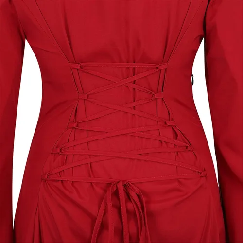 Vista 4 de Zhitunemi Vestido renacentista para mujer, disfraz medieval de Halloween, vestido gótico