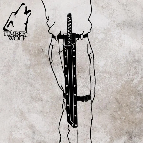 Vista 5 de Timber Wolf espada ninja de hoja completa Sure Grip Nylon Cord Wrapped Handle Durable ABS Scabbard with Belt Loop and Shoulder Strap Included