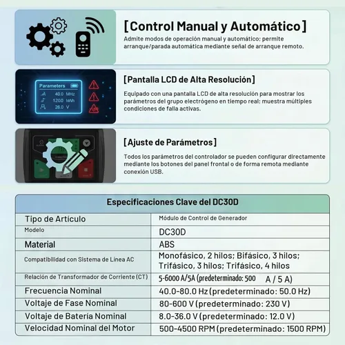 Vista 5 de Controlador automático del generador de parada de arranque DC30D resistente a la intemperie para el monitor de falla de la red eléctrica del ATS