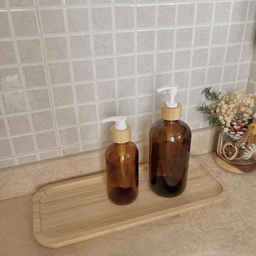 Vista 6 de 2 unidades de 8.5 fl oz/8.3 oz vacías recargables de vidrio marrón botella contenedor contenedor viales almacenamiento de olla con cabezal de bomba