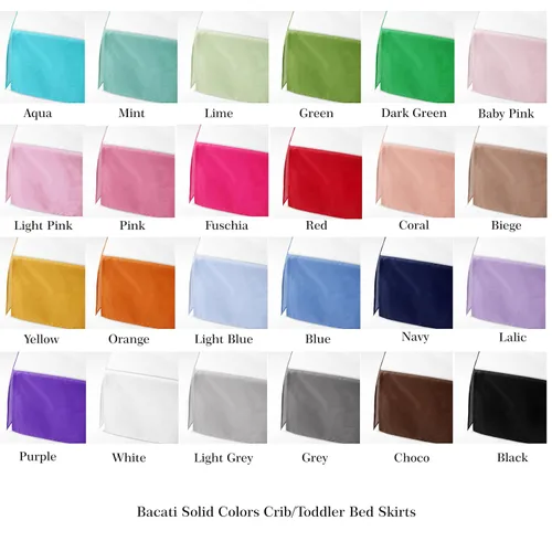 Vista 7 de Bacati Falda de cama sólida para cuna/niño pequeño, color negro, caída de 13 pulgadas