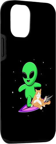 Vista 3 de iPhone 12/12 Pro Alien cat ufo extraterrestrial space ship for men gift funny Case