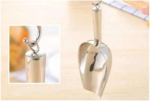 Vista 2 de IESP Cuchara de hielo de acero inoxidable - 4oz Plata